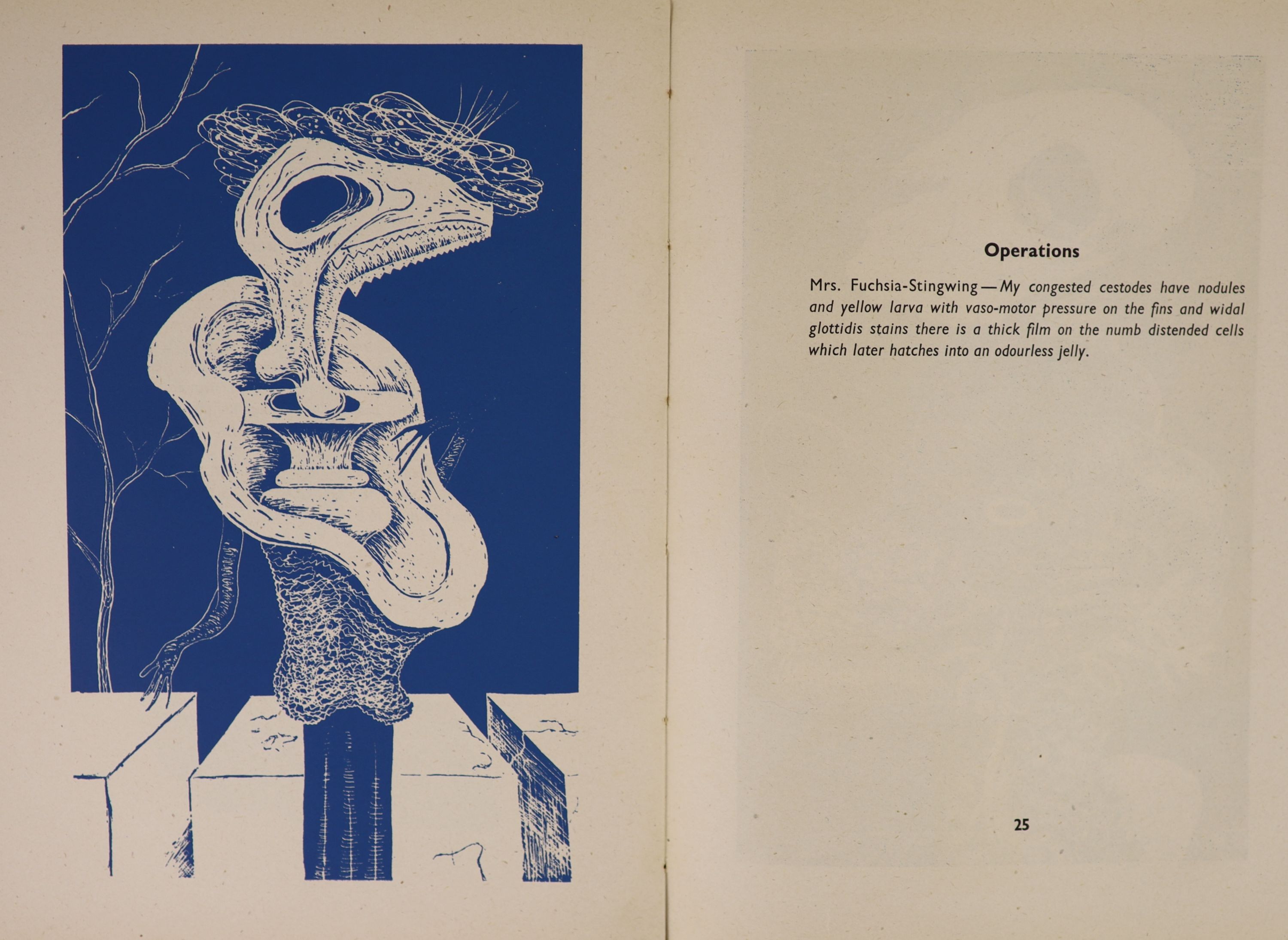 Banting, John - A Blue Book of Conversation, 1st edition, original blue cloth, with unclipped d/j, title page and 26 cyanotype illustrations by the author, Editions Poetry, London, 1946